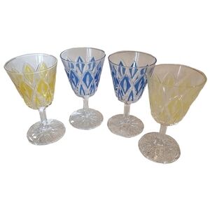 1950s VMC Reims French Harlequin VMR1 Wine Glasses
